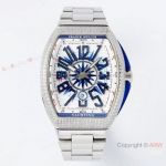 Swiss Grade Replica Franck Muller Vanguard V45 watch Iced Out White Arabic Markers